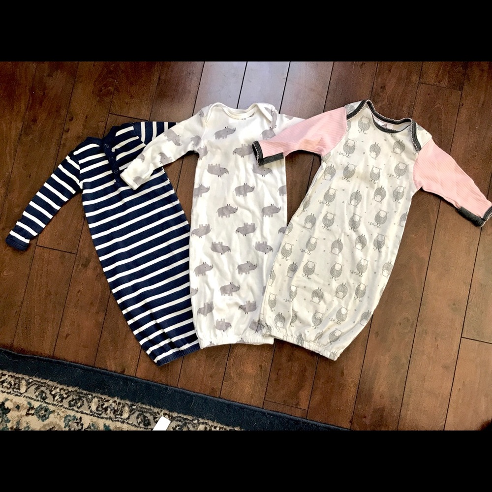 Cute Trio of Newborn (0-6mo) nightgowns